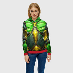 Толстовка-худи женская Зеленый текстурный костюм из кожи, цвет: 3D-красный — фото 2