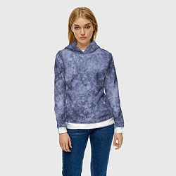 Толстовка-худи женская Абстракция - синий лёд, цвет: 3D-белый — фото 2