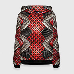Женская толстовка Змеиная объемная текстурная красная шкура