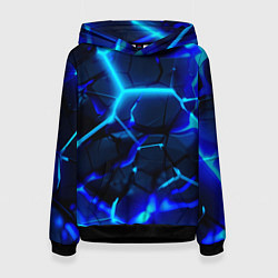 Женская толстовка Яркие голубые неоновые плиты в разломе