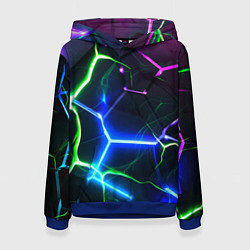 Женская толстовка Микс из разломленных плит и неоновое свечения