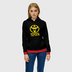 Толстовка-худи женская Toyota yellow, цвет: 3D-красный — фото 2