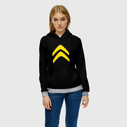 Толстовка-худи женская Citroen logo yellow, цвет: 3D-меланж — фото 2