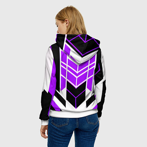 Женская толстовка Purple and black stripes on a white background / 3D-Белый – фото 4