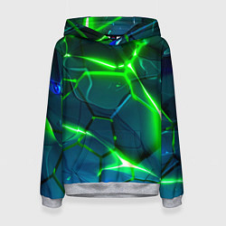 Женская толстовка Неоновые яркие зеленые разломленные плиты со свето
