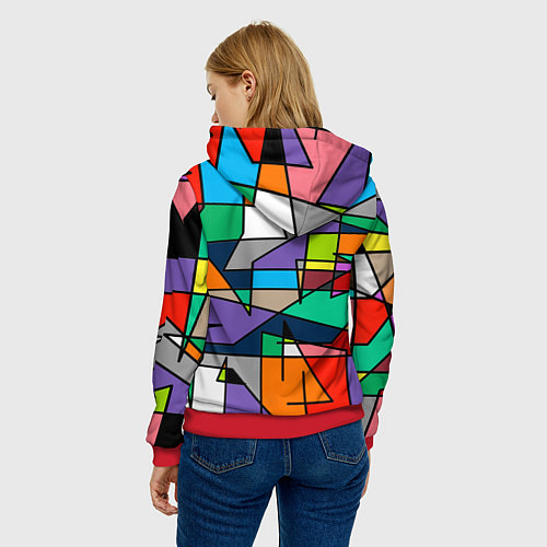 Женская толстовка Кубизм - линии / 3D-Красный – фото 4