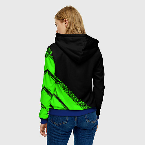 Женская толстовка Kawasaki - logo / 3D-Синий – фото 4