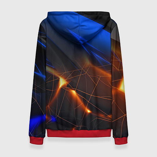 Женская толстовка Синяя абстракция с желтыми плитами / 3D-Красный – фото 2