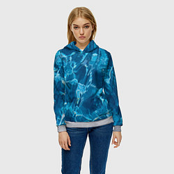 Толстовка-худи женская Текстура океана, цвет: 3D-меланж — фото 2
