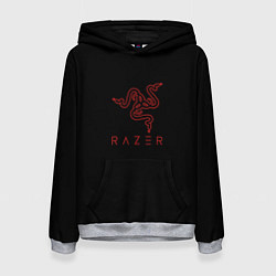 Толстовка-худи женская Razer red logo, цвет: 3D-меланж