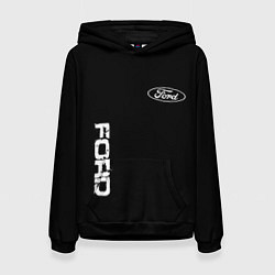 Толстовка-худи женская Ford logo white steel, цвет: 3D-черный