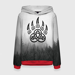 Женская толстовка Лес с орнаментом рун и печать велеса - лес мой хра