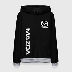 Толстовка-худи женская Mazda white logo, цвет: 3D-меланж