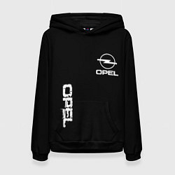 Толстовка-худи женская Opel white logo, цвет: 3D-черный