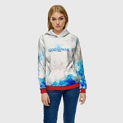 Толстовка-худи женская Война богов синий огонь олимпа, цвет: 3D-красный — фото 2