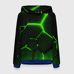 Женская толстовка Темные зеленые неоновые плиты в разломе