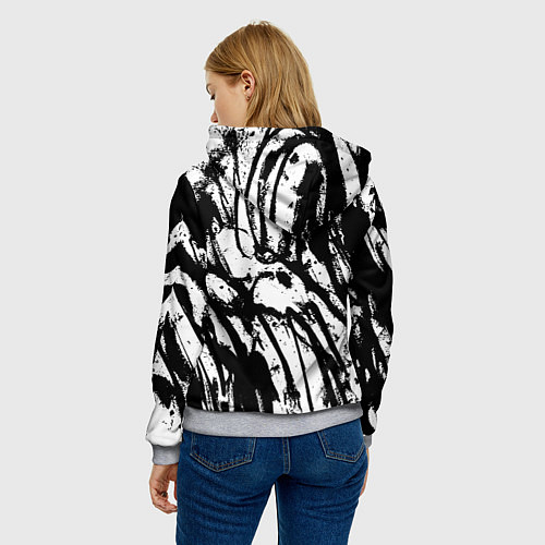 Женская толстовка Чёрно-белая абстракция: нейросеть / 3D-Меланж – фото 4