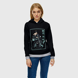 Толстовка-худи женская Muichiro Tokito клинок рассекающий демонов, цвет: 3D-меланж — фото 2
