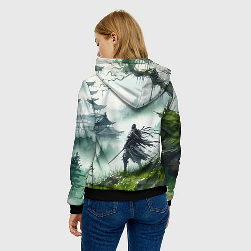 Женская толстовка Samurai - ghost of Tsushima / 3D-Черный – фото 4