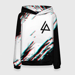 Толстовка-худи женская Linkin park краски глитч, цвет: 3D-черный