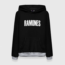 Толстовка-худи женская Ramones white logo, цвет: 3D-меланж