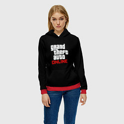 Толстовка-худи женская GTA online logo, цвет: 3D-красный — фото 2