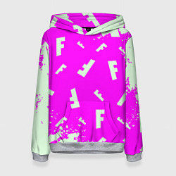 Толстовка-худи женская Fortnite pattern pink, цвет: 3D-меланж