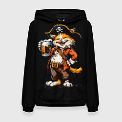 Женская толстовка Весёлый кот пират с пивом