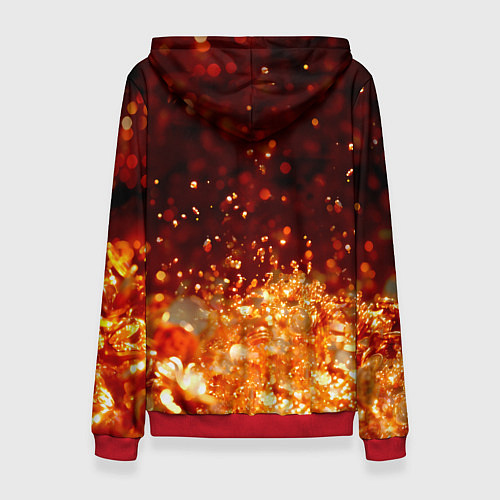 Женская толстовка Золотая акула и море золотых монет / 3D-Красный – фото 2