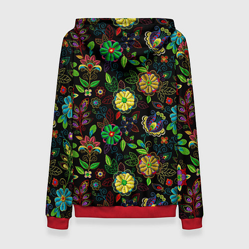 Женская толстовка Цветочная вышивка узор / 3D-Красный – фото 2