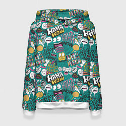 Женская толстовка Ха-ха ничего себе - паттерн с рожицами