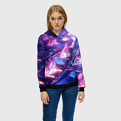 Толстовка-худи женская Абстракция из блестящих камней и плит, цвет: 3D-черный — фото 2