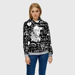Толстовка-худи женская Lil Peep pattern автографы лого, цвет: 3D-меланж — фото 2