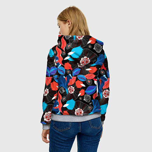 Женская толстовка Разноцветный цветочный орнамент / 3D-Меланж – фото 4