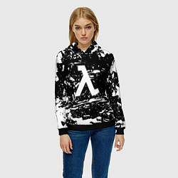 Толстовка-худи женская Half life краски белые игра, цвет: 3D-черный — фото 2