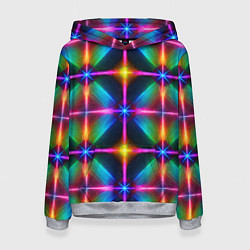 Женская толстовка Неоновые лучи - калейдоскоп