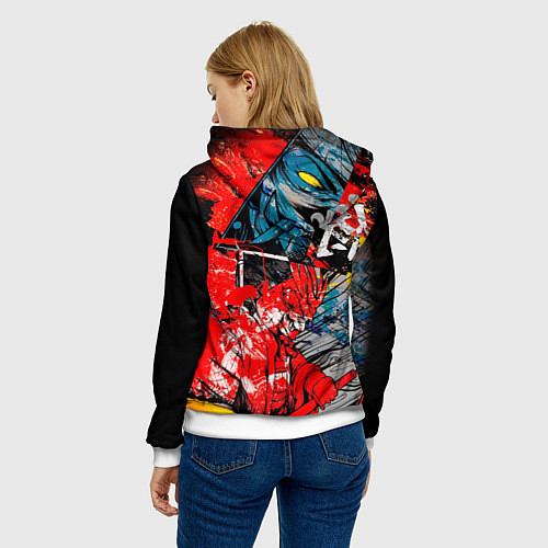 Женская толстовка Самурай и демон Они / 3D-Белый – фото 4