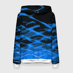 Женская толстовка Синие абстрактные полосы на чёрном фоне