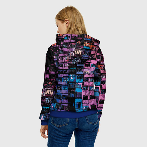 Женская толстовка Панельки мультяшные паттерн-текстура / 3D-Синий – фото 4