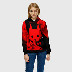 Толстовка-худи женская Stray - red gradient, цвет: 3D-черный — фото 2