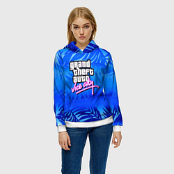 Толстовка-худи женская GTA vice city тропики, цвет: 3D-белый — фото 2