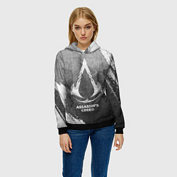 Толстовка-худи женская Assassins Creed - grey gradient, цвет: 3D-черный — фото 2