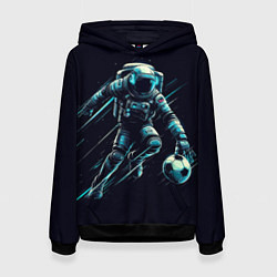 Женская толстовка Космонавт играет в футбол в космосе