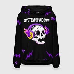 Женская толстовка System of a Down неоновый череп