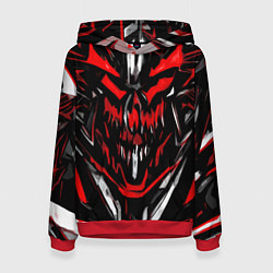 Женская толстовка Красно-белое абстрактное лицо на чёрном фоне