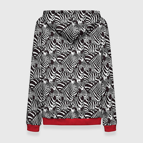 Женская толстовка Абстрактный черно-белый узор с зеброй / 3D-Красный – фото 2