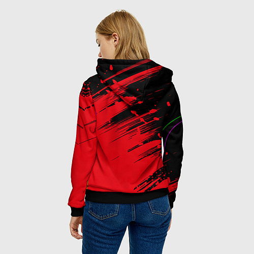 Женская толстовка Татуированная девушка аниме с катаной / 3D-Черный – фото 4