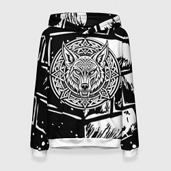 Женская толстовка Голова волка скандинавский узор тату