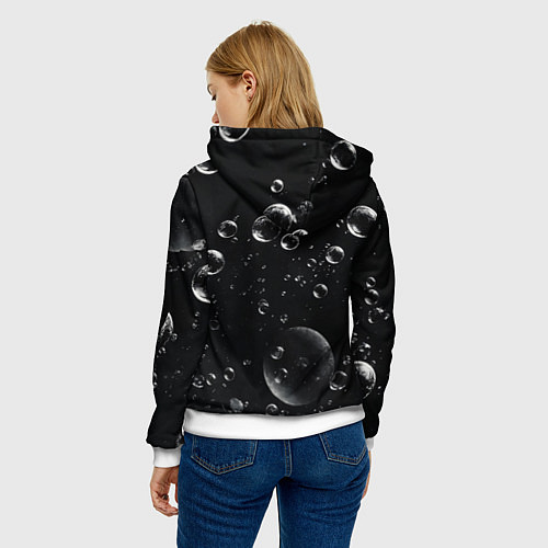 Женская толстовка Пузыри на черном фоне / 3D-Белый – фото 4