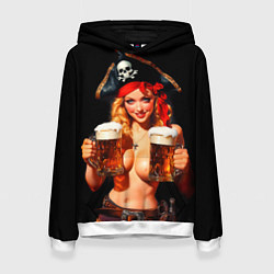 Толстовка-худи женская Пиво пиратское - уникальное предложение, цвет: 3D-белый